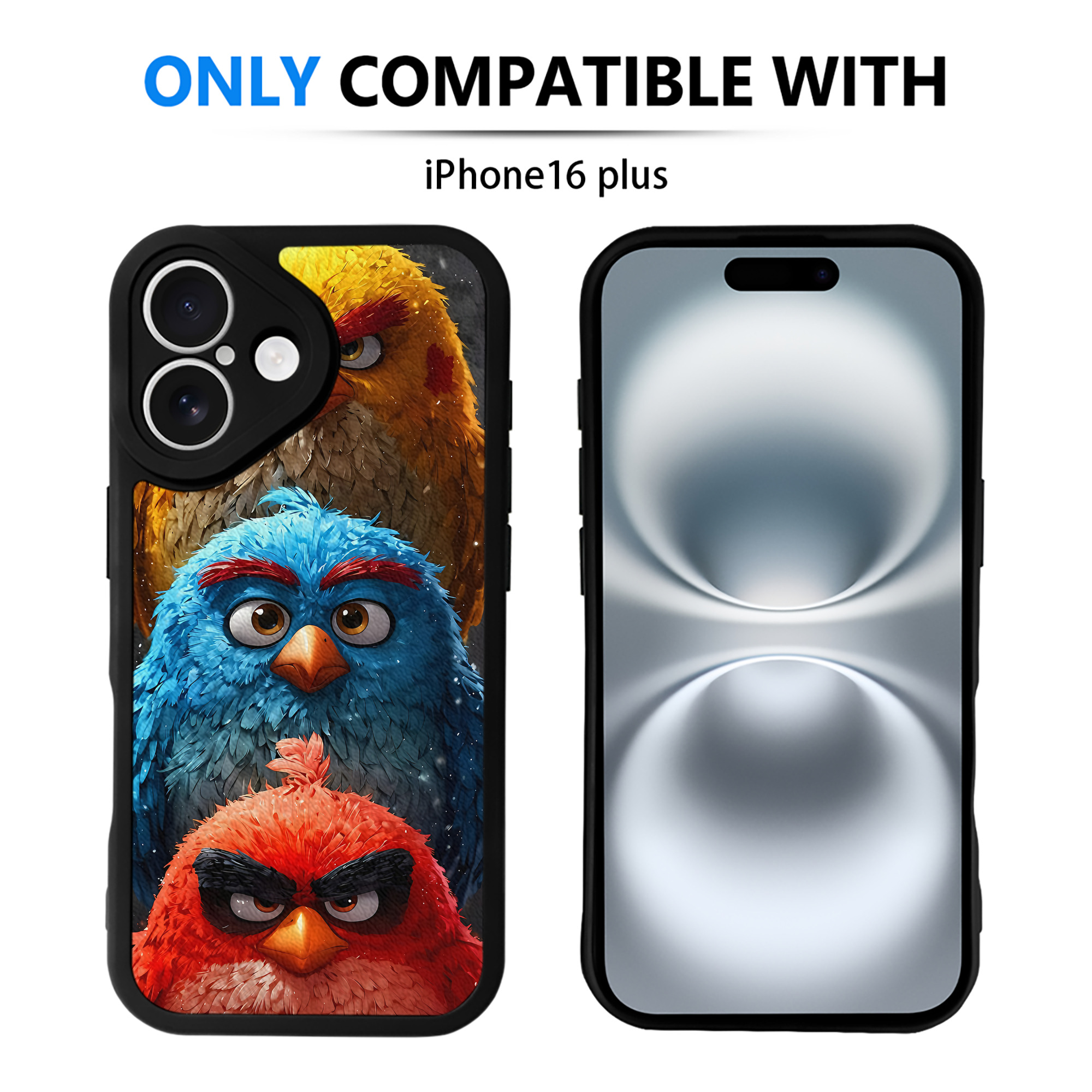 （画像用） Angry Birds アングリーバード 【iPhone 16シリーズ対応】シリコンスマホケース（レザー調） 材質：シリコン